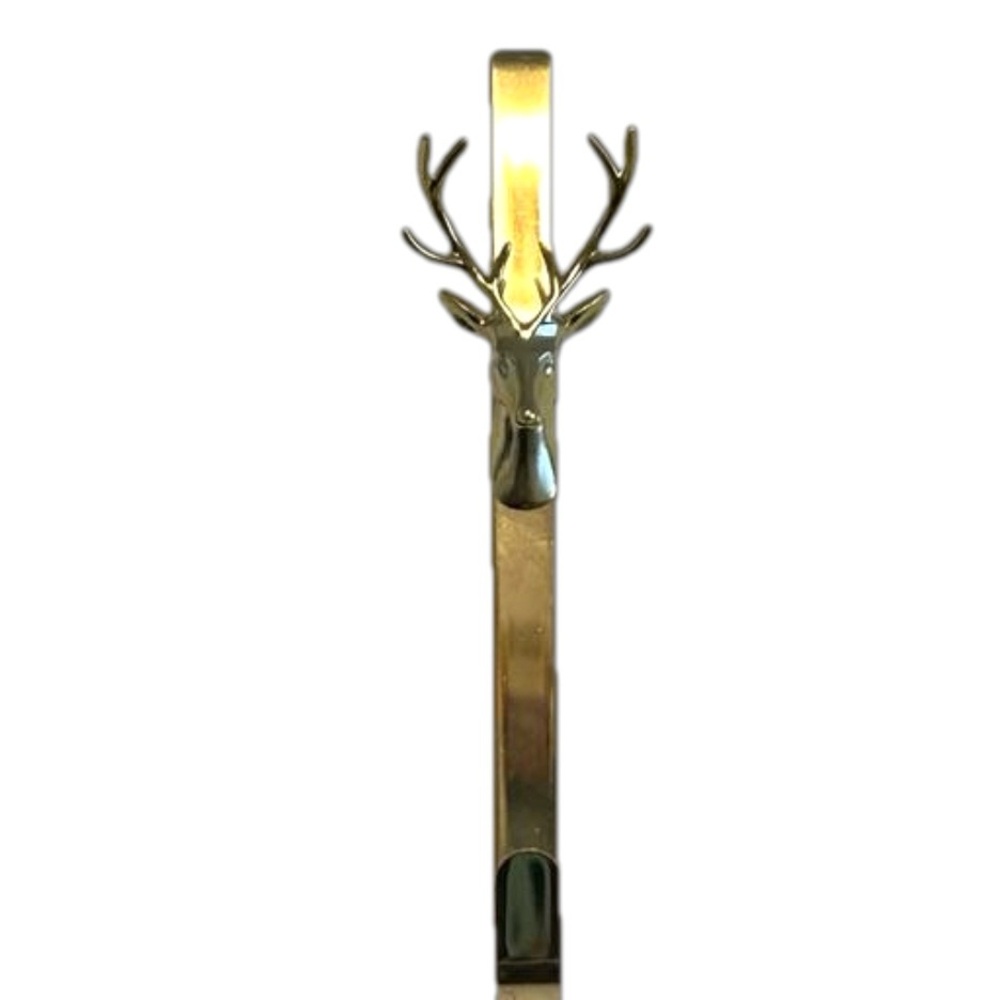 Deer Christmas Wreath Door Hanger Shiny Gold